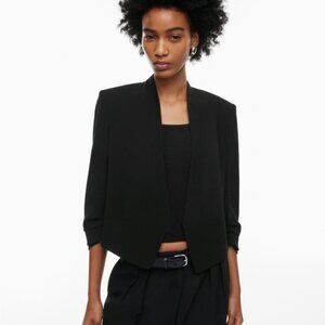 Aritzia Babaton Sz 2 Power Waist Black Open Front Blazer